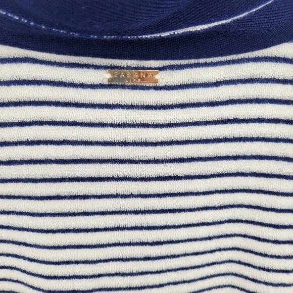 Cabana Life Essential Terry Navy and White Striped Tunic Cover Up Size Medium - Picture 8 of 10